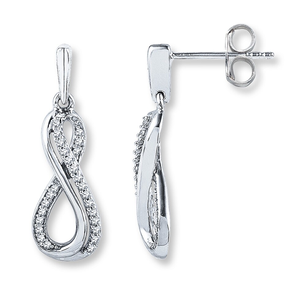 Diamond Infinity Earrings 1/5 ct tw Round-cut 10K White Gold X1gh4b6S