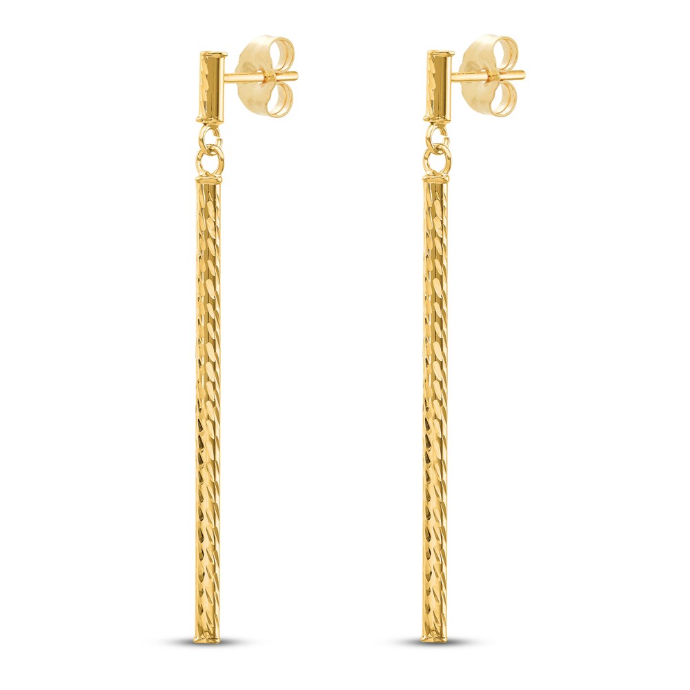 Diamond-cut Bar Dangle Earrings 14K Yellow Gold X4CKfdtp