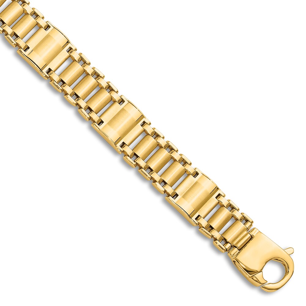 Men's High-Polish Link Chain Bracelet 14K Yellow Gold 8.5" X7Fvt2VT