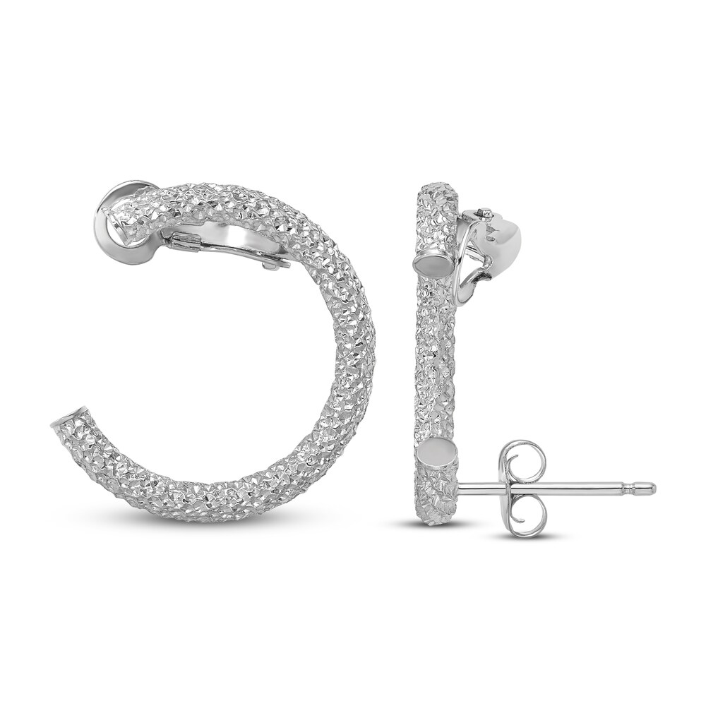 Diamond-Cut Climber Hoop Earrings 14K White Gold XAzvAjsk