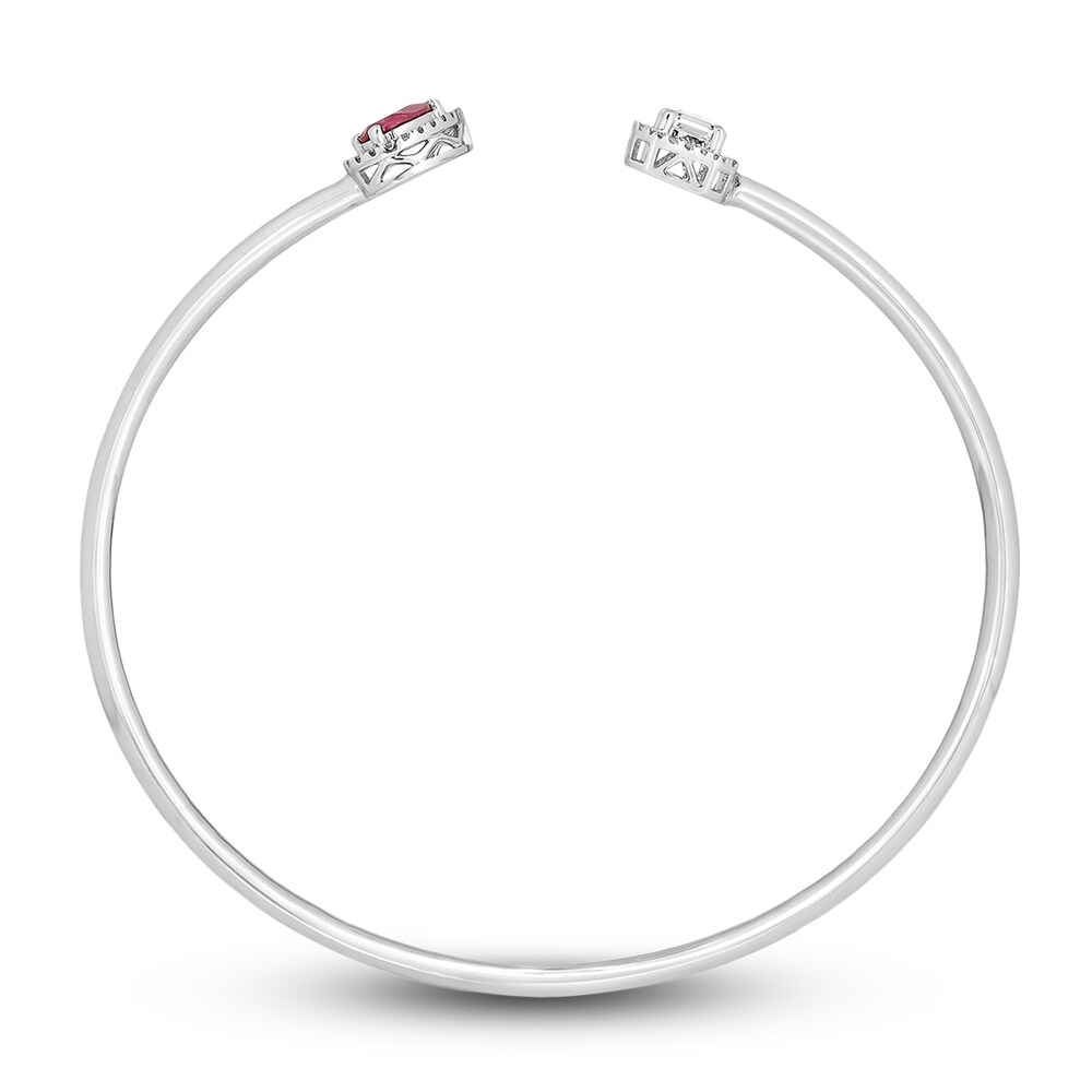Lab-Created Ruby & Lab-Created White Sapphire Bangle Bracelet 10K White Gold XGqzGUg5