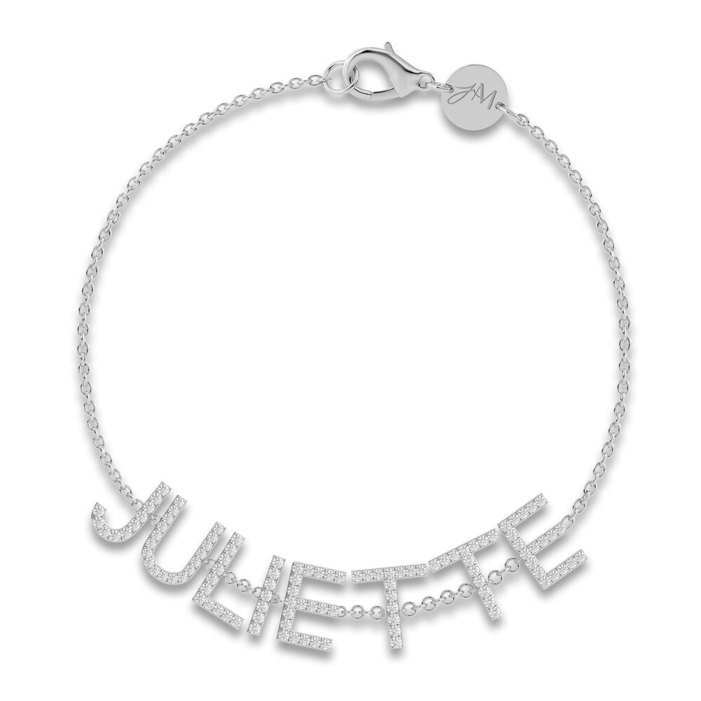 Juliette Maison Diamond Station Name Bracelet 1-1/8 ct tw Round 10K White Gold XLbCoKDd