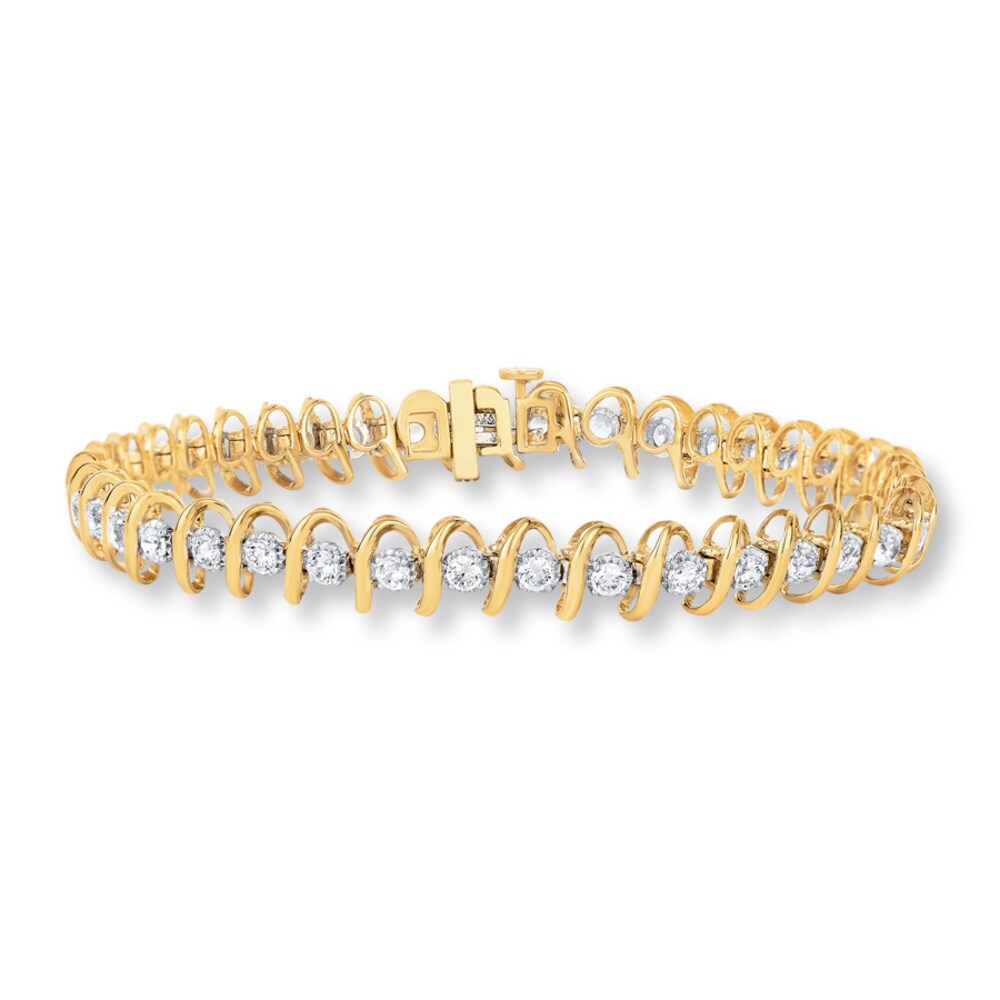Diamond Bracelet 3 ct tw Round-cut 14K Two-Tone Gold XM0vLJ2S