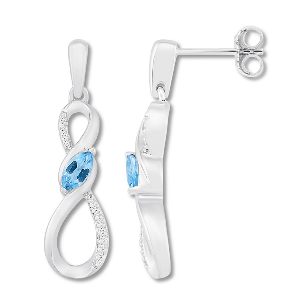 Blue Topaz Infinity Earrings 1/20 cttw Diamonds Sterling Silver XPV46uwr
