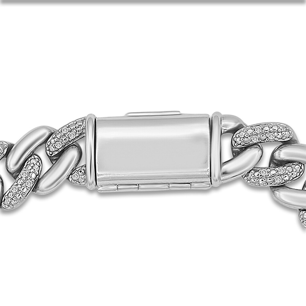 Diamond Cuban Link Bracelet 1/2 ct tw Round Sterling Silver 8.5\" XXcuybUC