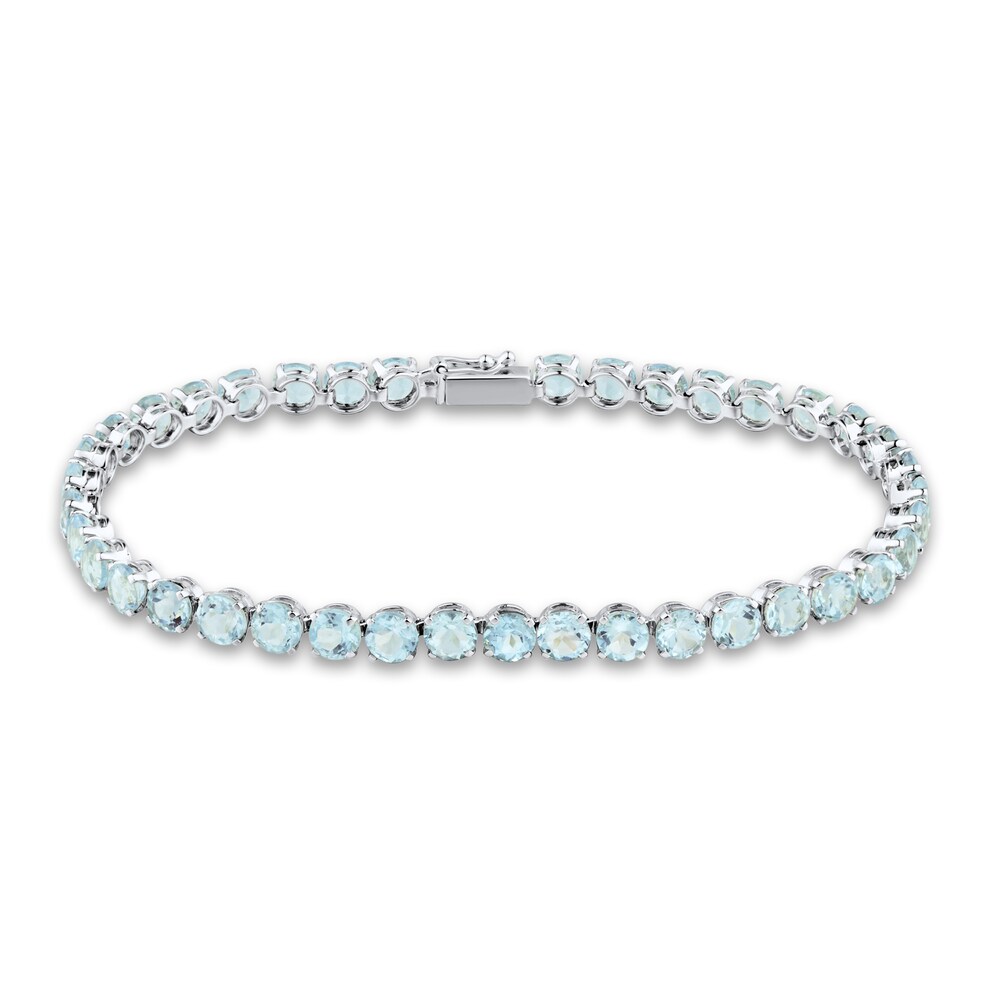 Natural Aquamarine Bracelet 10K White Gold 7" XbBOwLaz