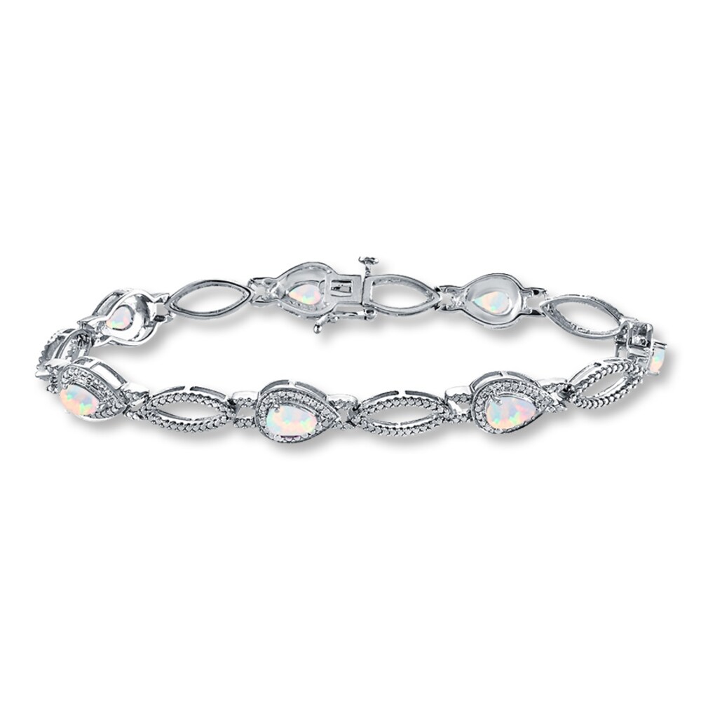 Lab-Created Opals Diamond Accents Sterling Silver Bracelet XcHhIwcS