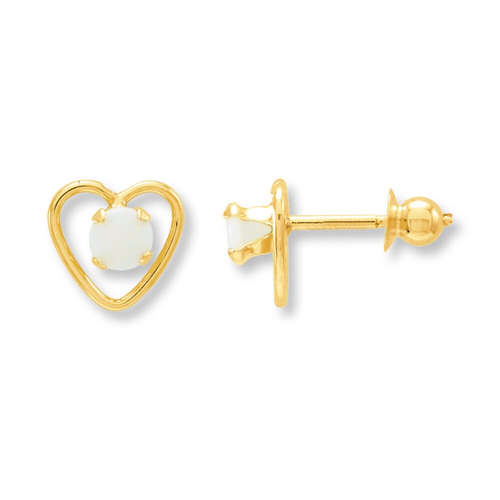 Opal Heart Earrings 14K Yellow Gold XgqHrrBG