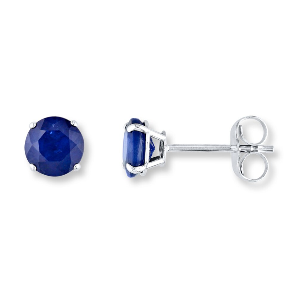 Natural Sapphire Earrings 14K White Gold XhLN0HI8