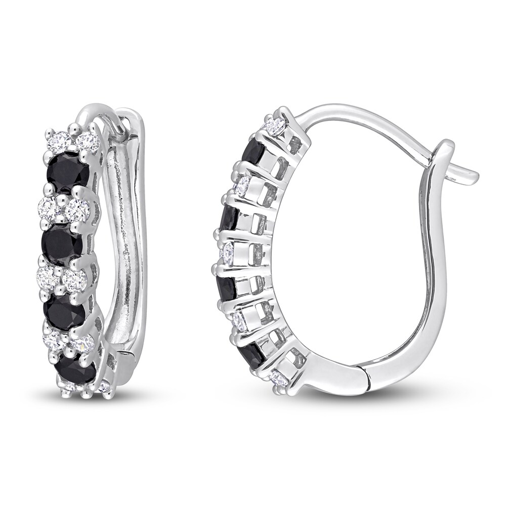 Black & White Diamond Hoop Earrings 1/2 ct tw Round 10K White Gold XhrWNe2j