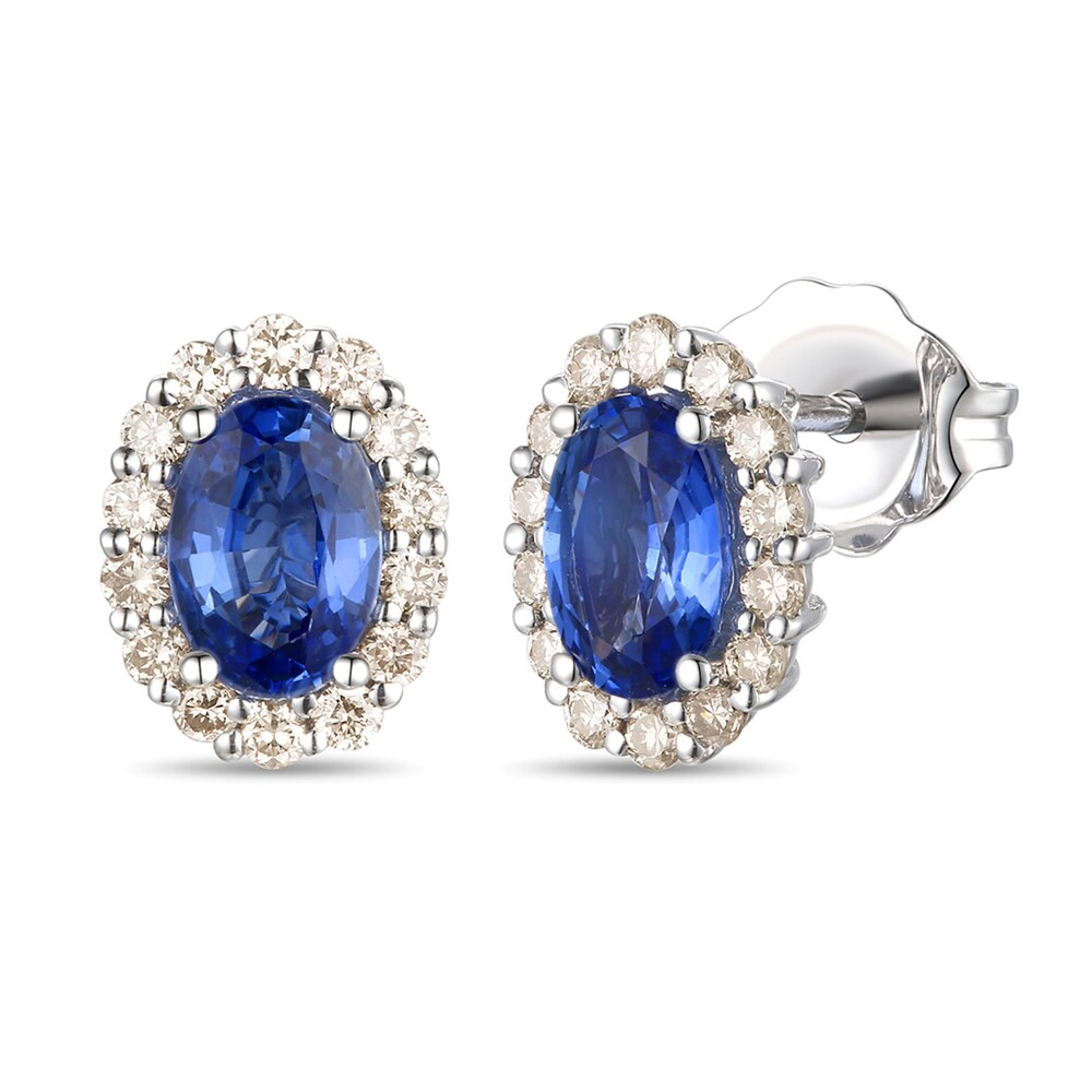 Le Vian Natural Blue Sapphire Stud Earrings 1/3 ct tw Diamonds 14K Vanilla Gold Xiql8ySB