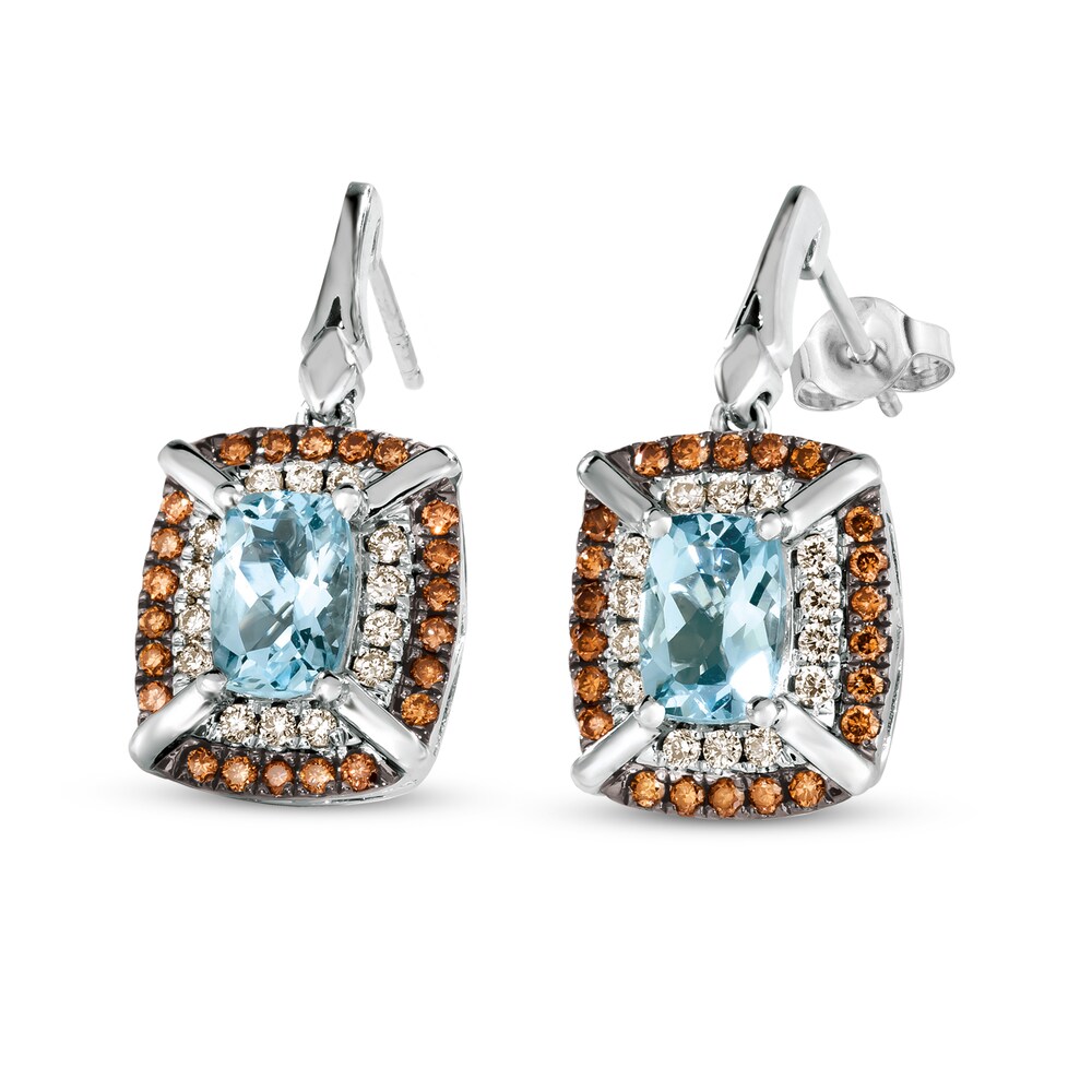 Le Vian Natural Aquamarine Earrings 1/2 ct tw Diamonds 14K Vanilla Gold XskQtZap