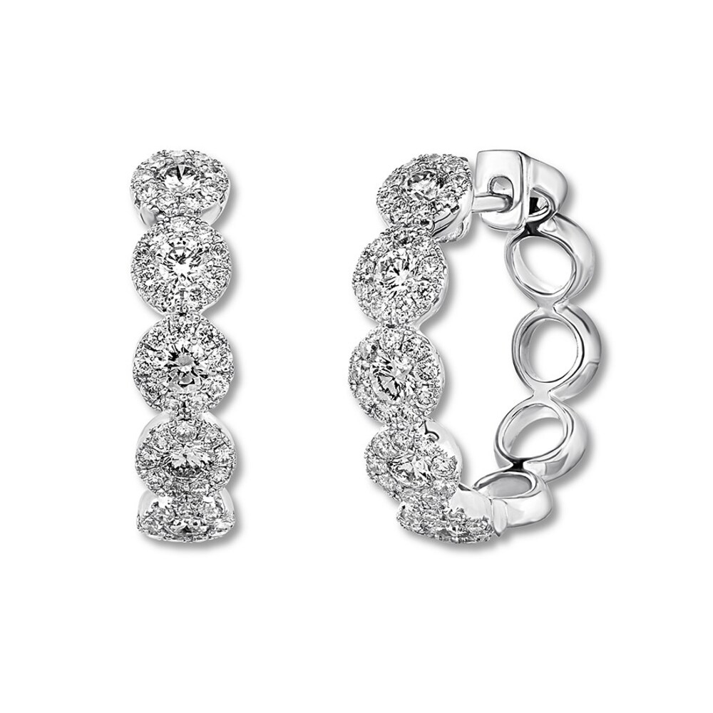 Diamond Hoop Earrings 1 ct tw Round-cut 14K White Gold Xyl5xtUG