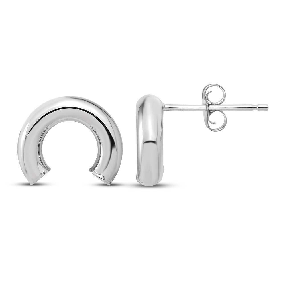 Tube Stud Earrings 14K White Gold Y6Alhrfu