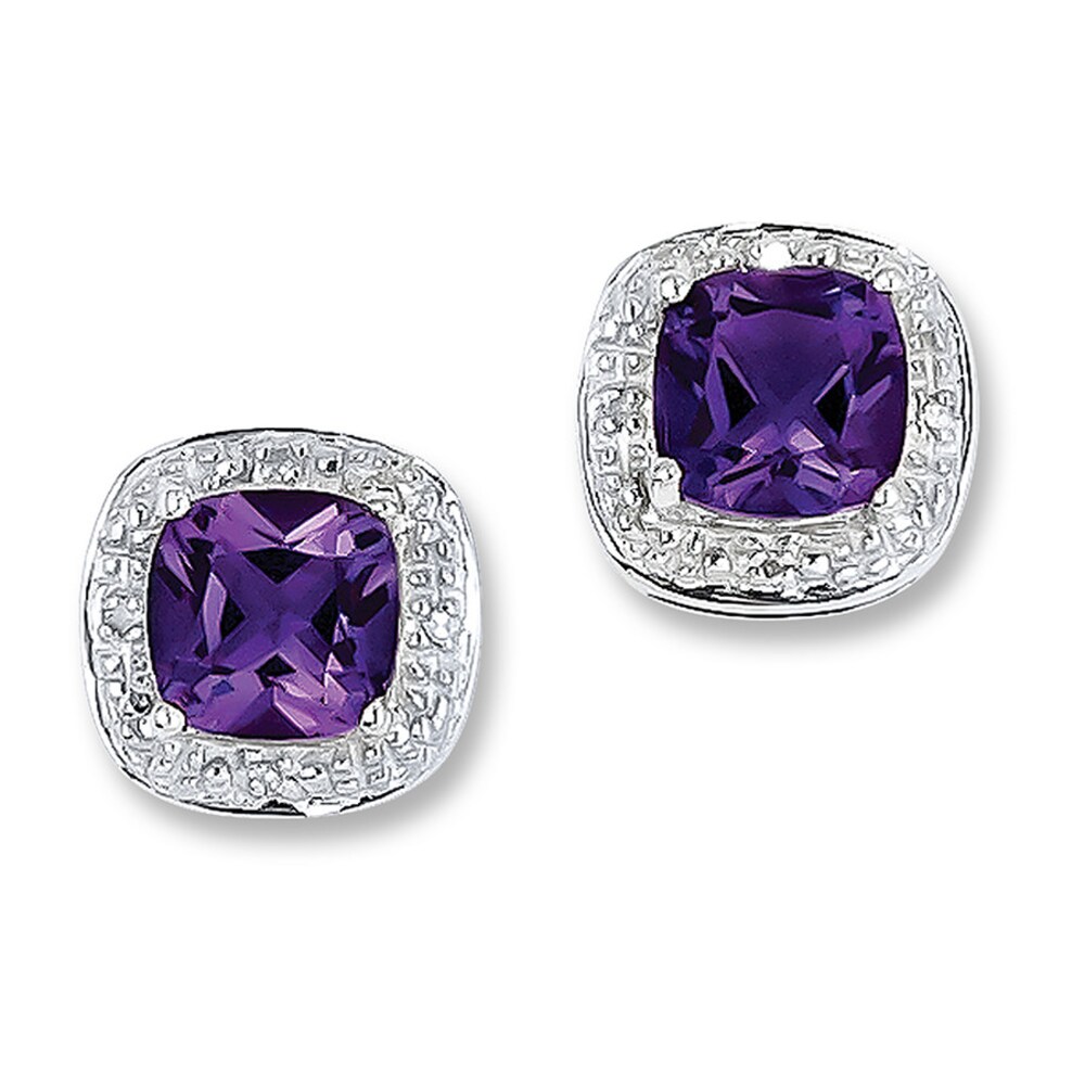 Amethyst Earrings Diamond Accents Sterling Silver Y7Mbk8v8 [Y7Mbk8v8]