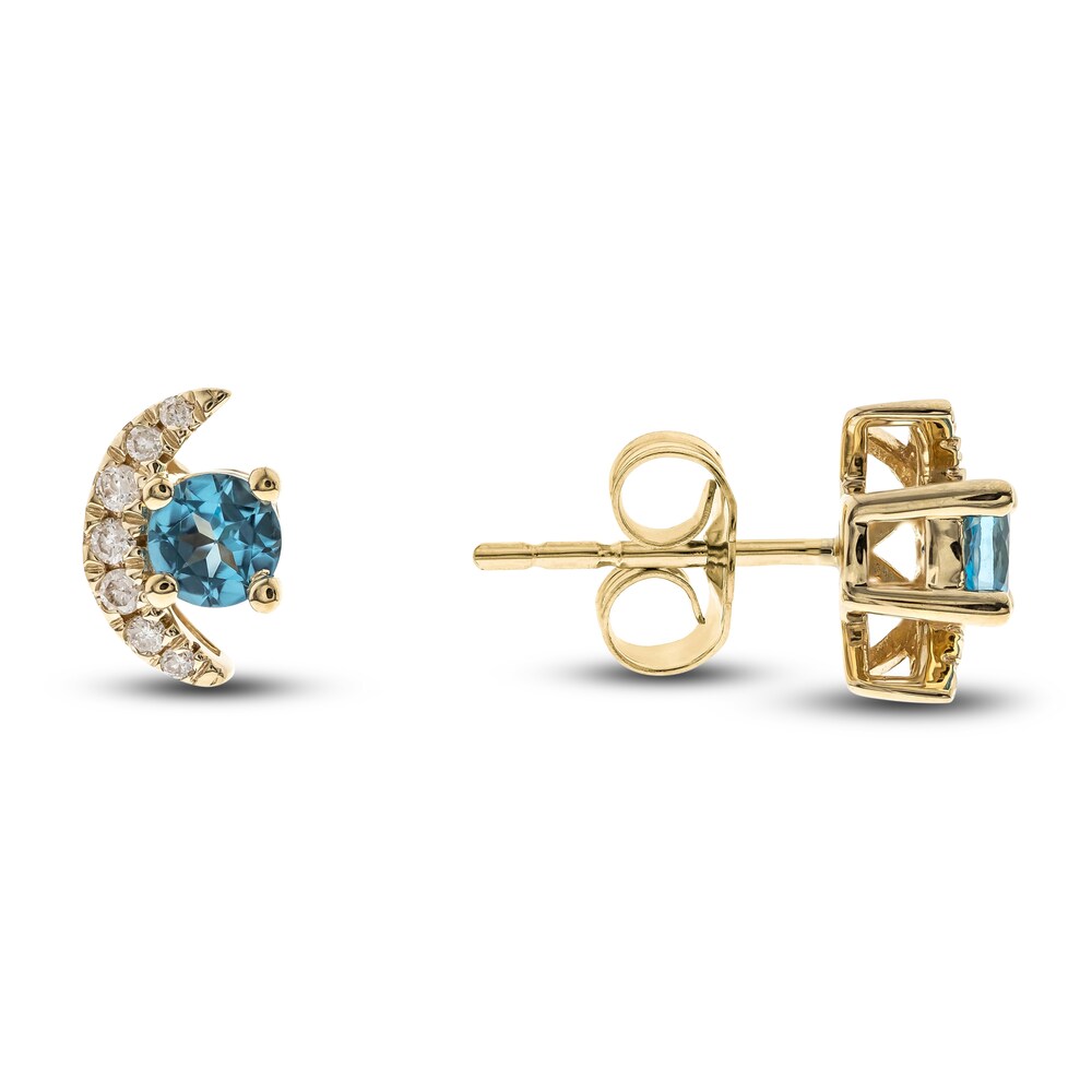 Natural Blue Topaz Earrings 1/15 ct tw 14K Yellow Gold YAUnqgva