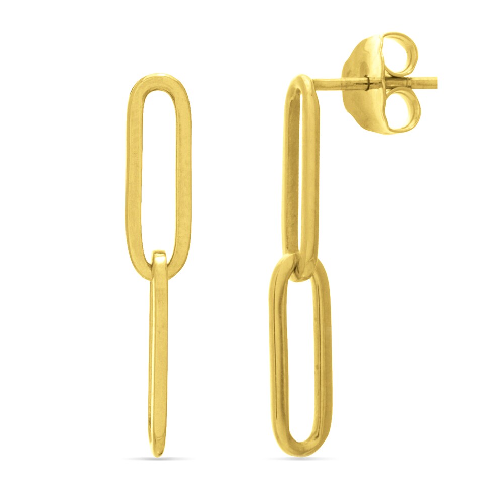 Paper Clip Chain Earrings 14K Yellow Gold YCRn6hkQ