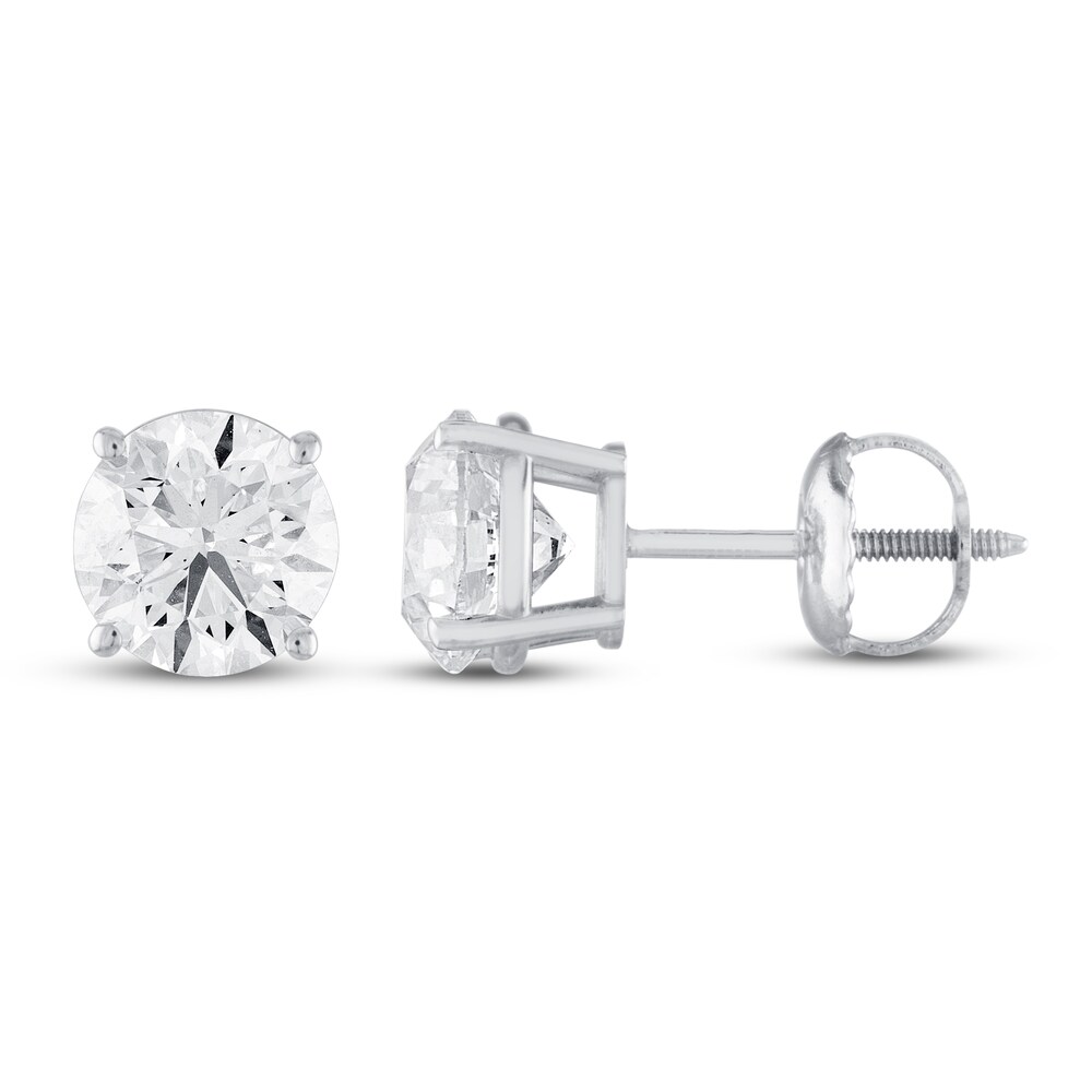 Diamond Solitaire Earrings 3 ct tw Round 14K White Gold (I2/I) YGrjxDwT
