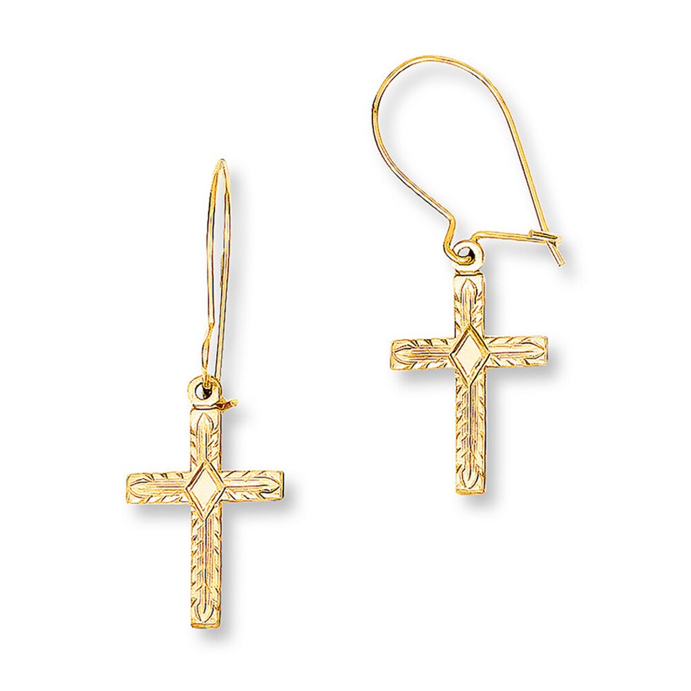 Cross Earrings 14K Yellow Gold YPp9SzKA