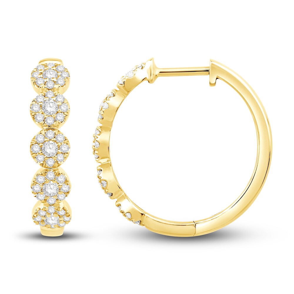 Diamond Hoop Earrings 1/2 ct tw Round 10K Yellow Gold YWDmtIP8