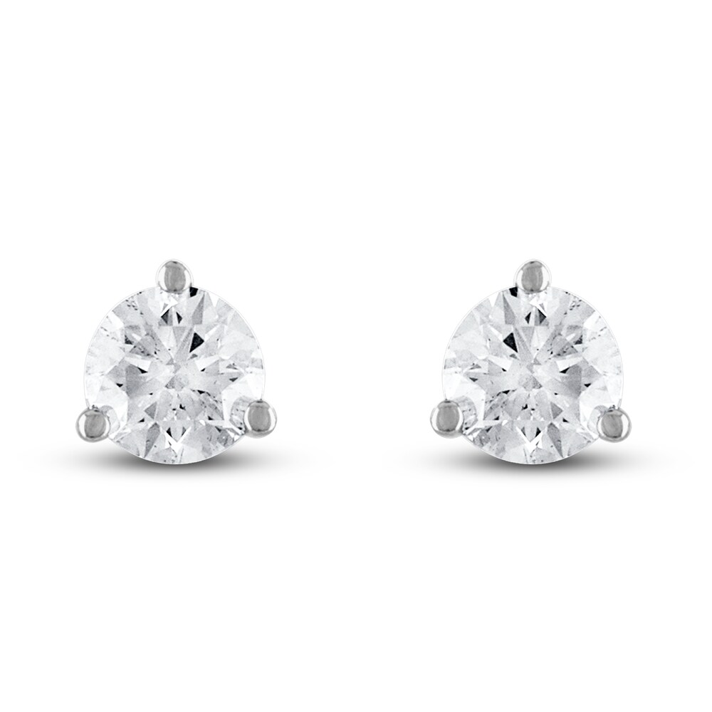 Certified Diamond Solitaire Earrings 1 ct tw Round 18K White Gold (SI2/I) YWs1BRay