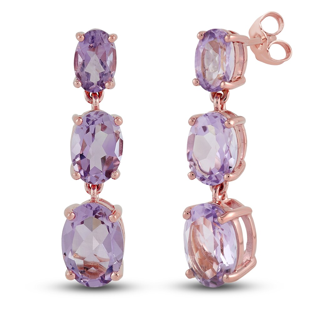 Natural Pink Quartz Dangle Earrings 10K Rose Gold YX8vMbaV