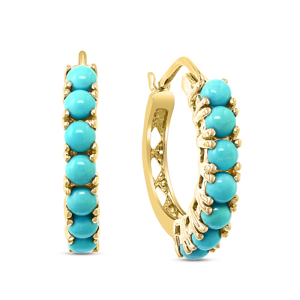 LALI Jewels Natural Turquoise Hoop Earrings 14K Yellow Gold YaSrKP3O