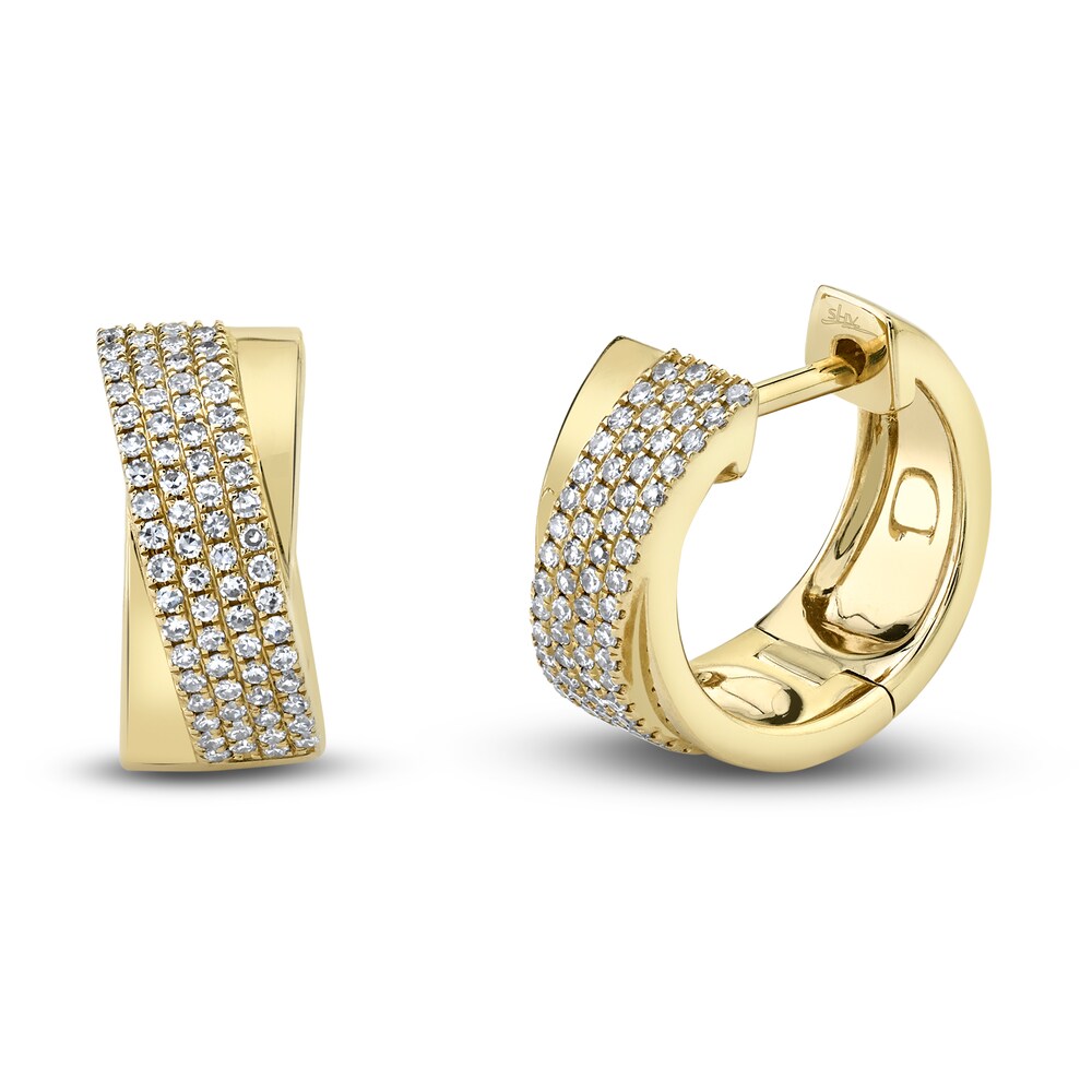 Shy Creation Diamond Huggie Earrings 1/4 ct tw Round 14K Yellow Gold SC55010970 YahhBgvC