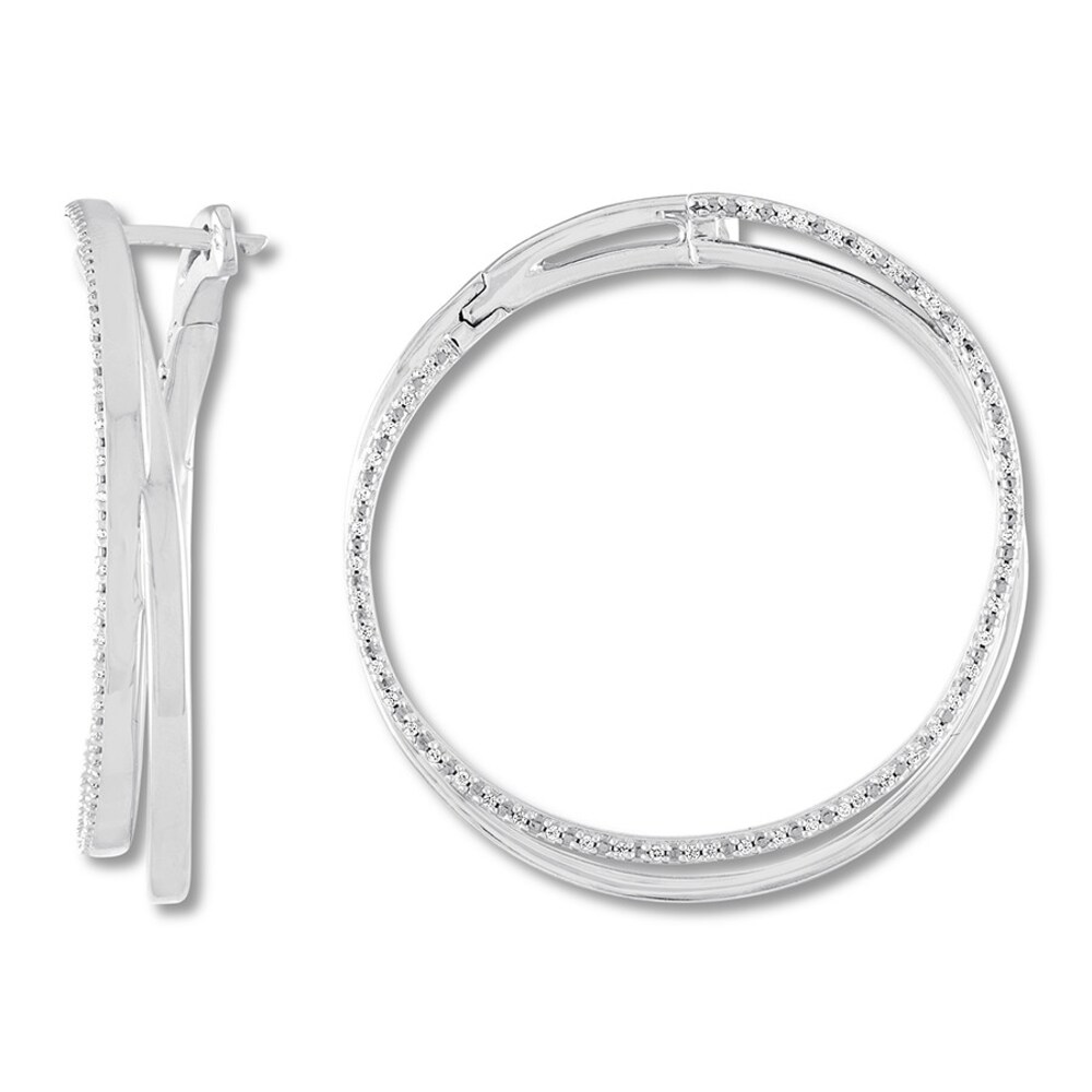 Diamond Crossover Hoop Earrings 1/4 carat tw Sterling Silver YbUljbTH