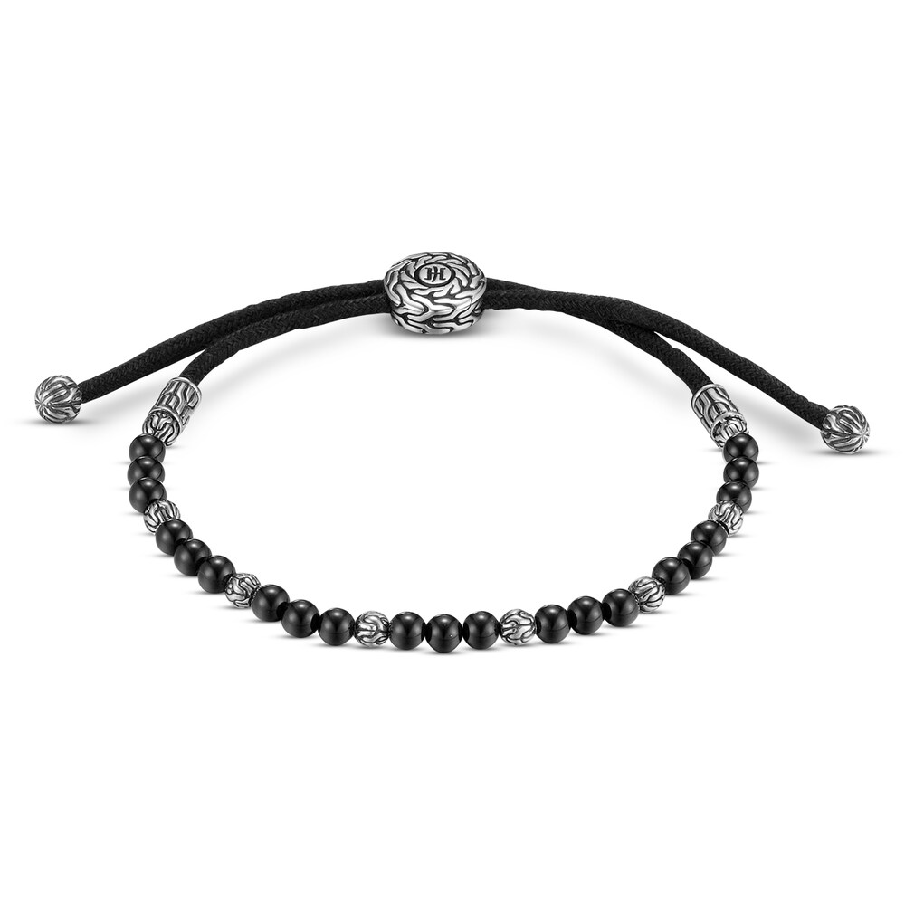 John Hardy Classic Chain Pull Through Bead Bracelet Onyx Cord/Sterling Silver YgVyHa8N