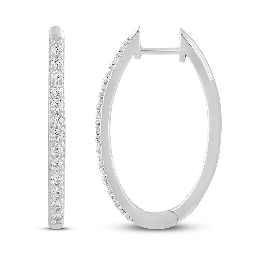 Diamond Hoop Earrings 1/2 ct tw Round 10K White Gold YhPfGK69