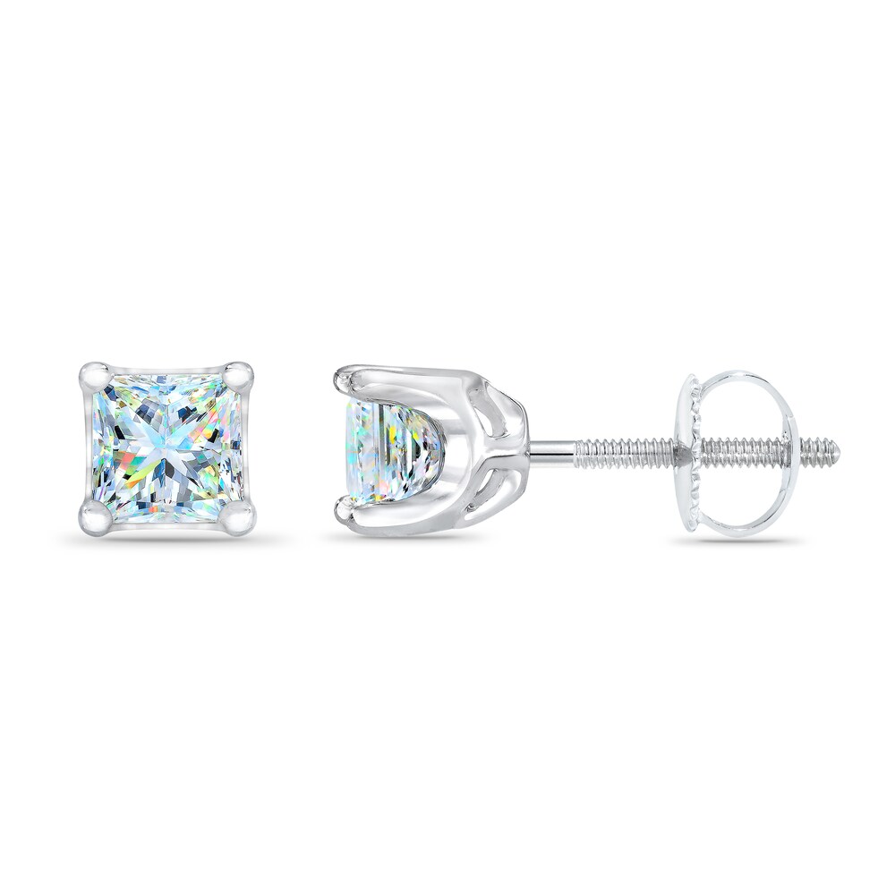 THE LEO First Light Diamond Solitaire Princess Earrings 1 ct tw 14K White Gold (I1/I) YlheqMzj