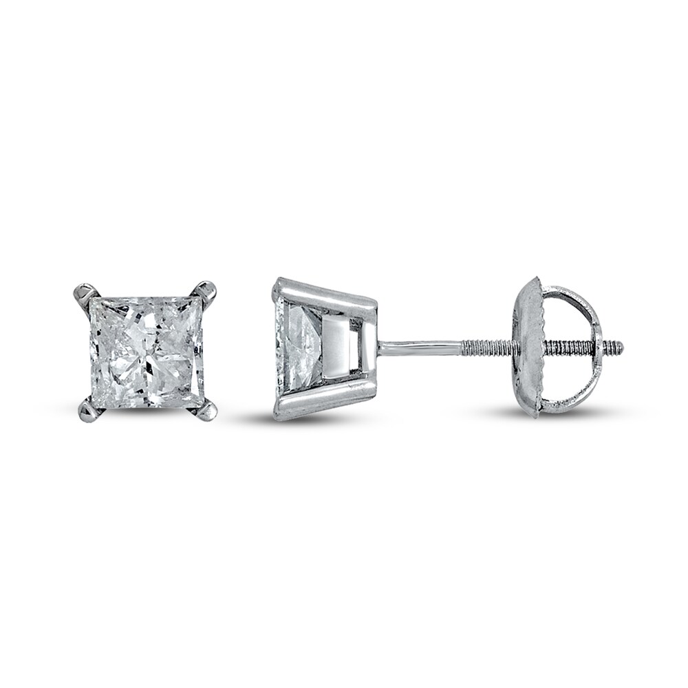 Certified Diamond Solitaire Earrings 1/4 ct tw Princess 14K White Gold (I1/I) Ysp7p9Xi