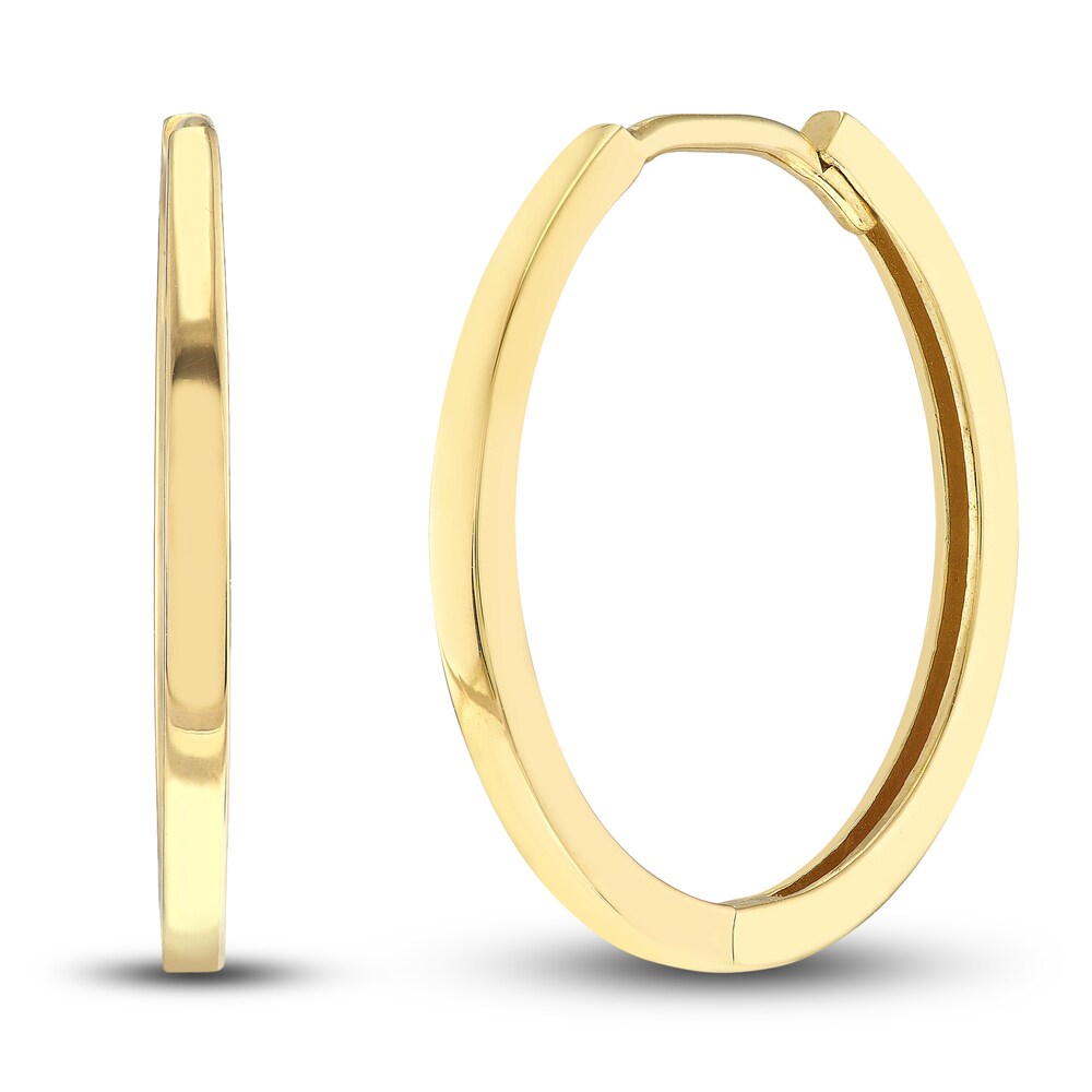 Polished Square Huggie Earrings 14K Yellow Gold 18mm Yx7jcdyl