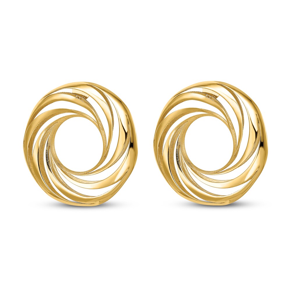Polished and Brushed Stud Earrings 14K Yellow Gold YzVf9E3D