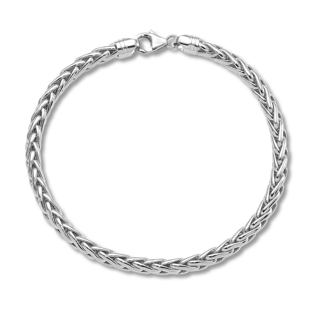 Men's Wheat Chain Bracelet 14K White Gold 5.0mm 8.25" ZAmzYwIU