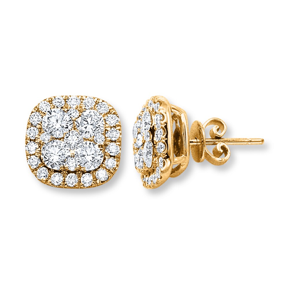 Diamond Earrings 2 ct tw Round-cut 14K Yellow Gold ZBf1znv4