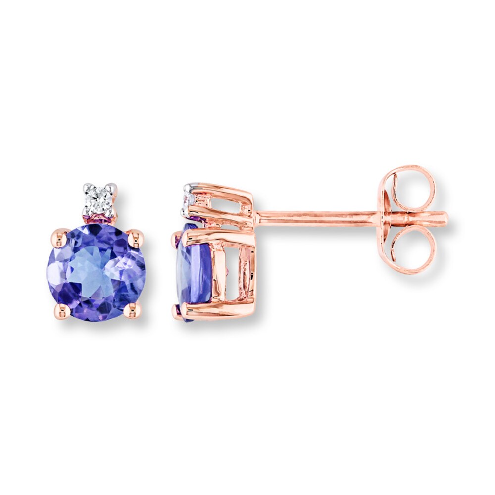 Tanzanite Earrings Diamond Accents 10K Rose Gold ZCNgTi8g