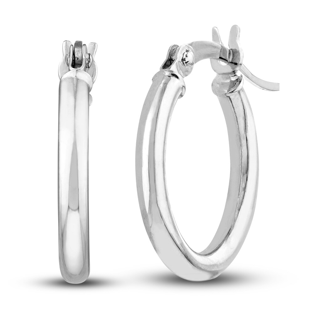 Polished Hoop Earrings 14K White Gold 15mm ZCVbghqk