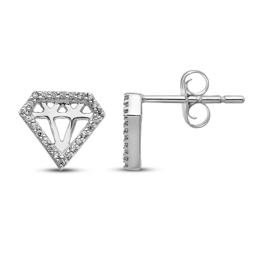 Diamond Gemstone-Shaped Earrings 1/8 ct tw Round 14K White Gold ZCY2KuPE