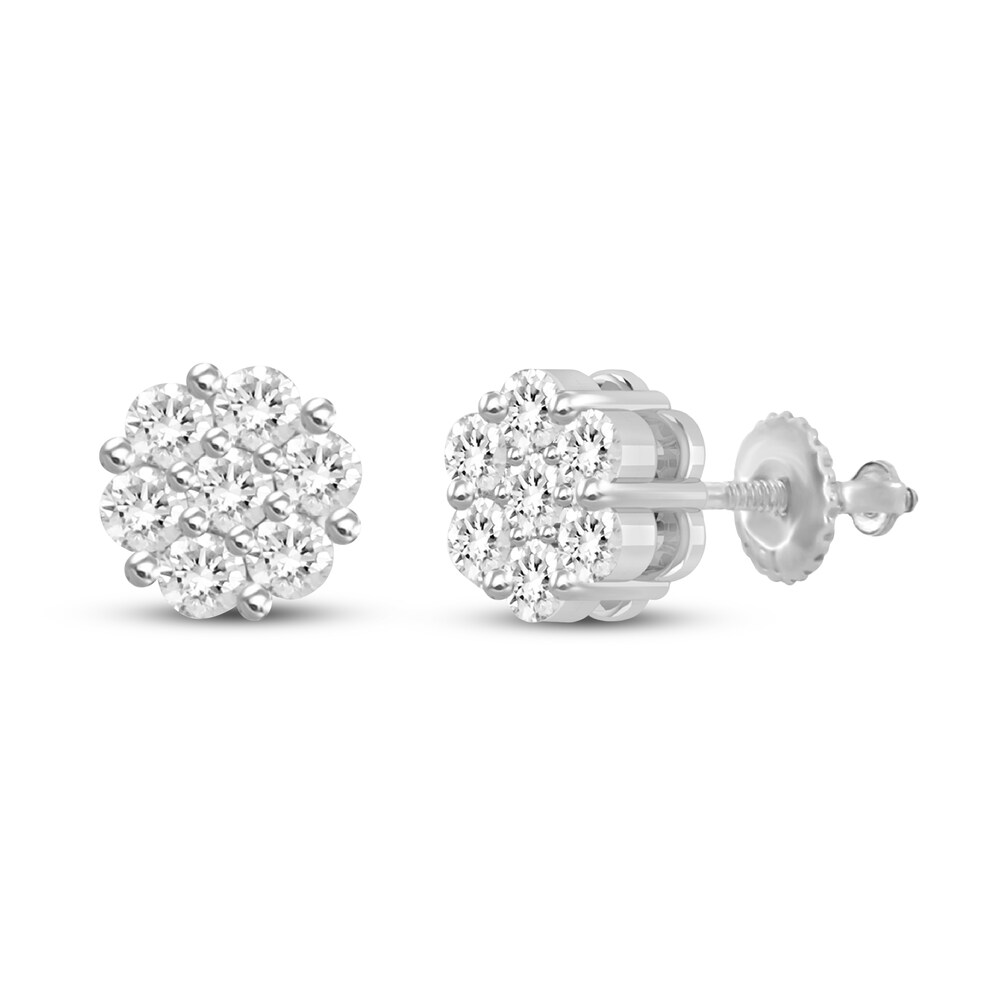 Diamond Stud Earrings 1/2 ct tw Round 14K White Gold ZDrd0oIw