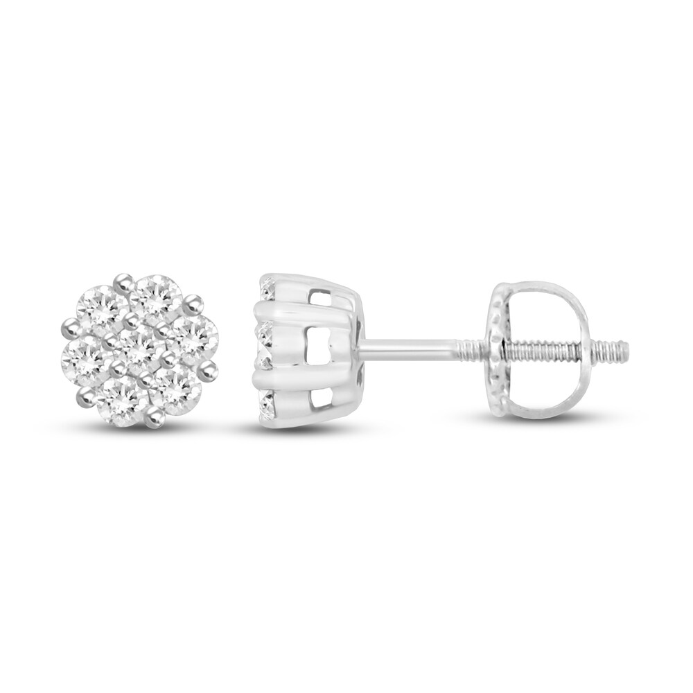 Diamond Stud Earrings 1/2 ct tw Round 14K White Gold ZDrd0oIw