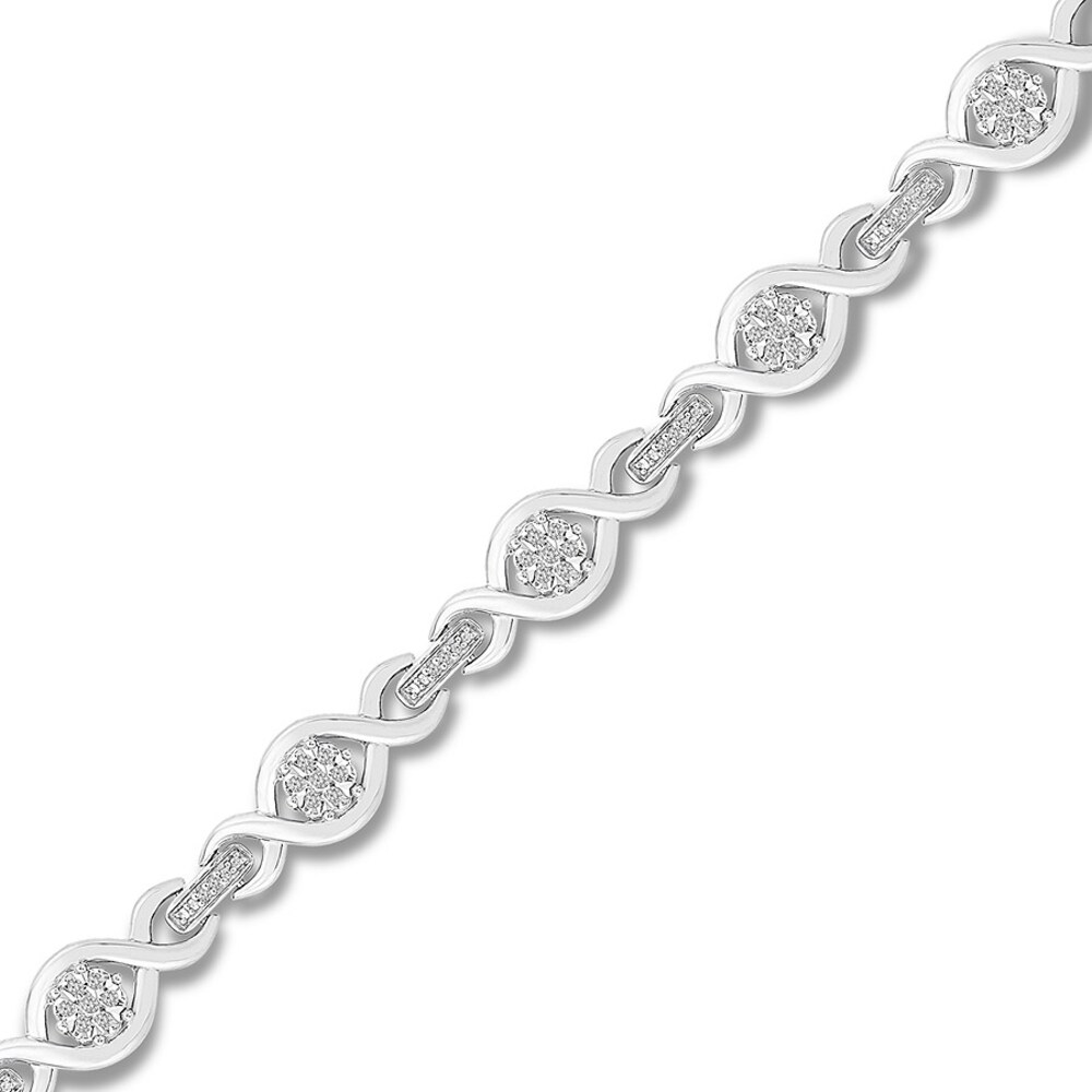 Diamond Bracelet 1/4 ct tw Round-cut Sterling Silver ZEZO7oue