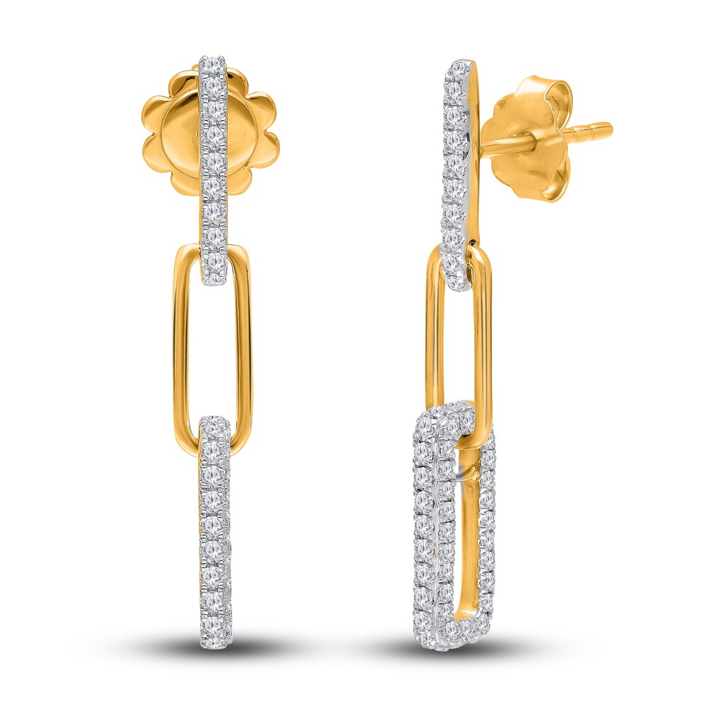 Kallati Diamond Paperclip Earrings 5/8 ct tw Round 14K Yellow Gold ZF29HDUZ