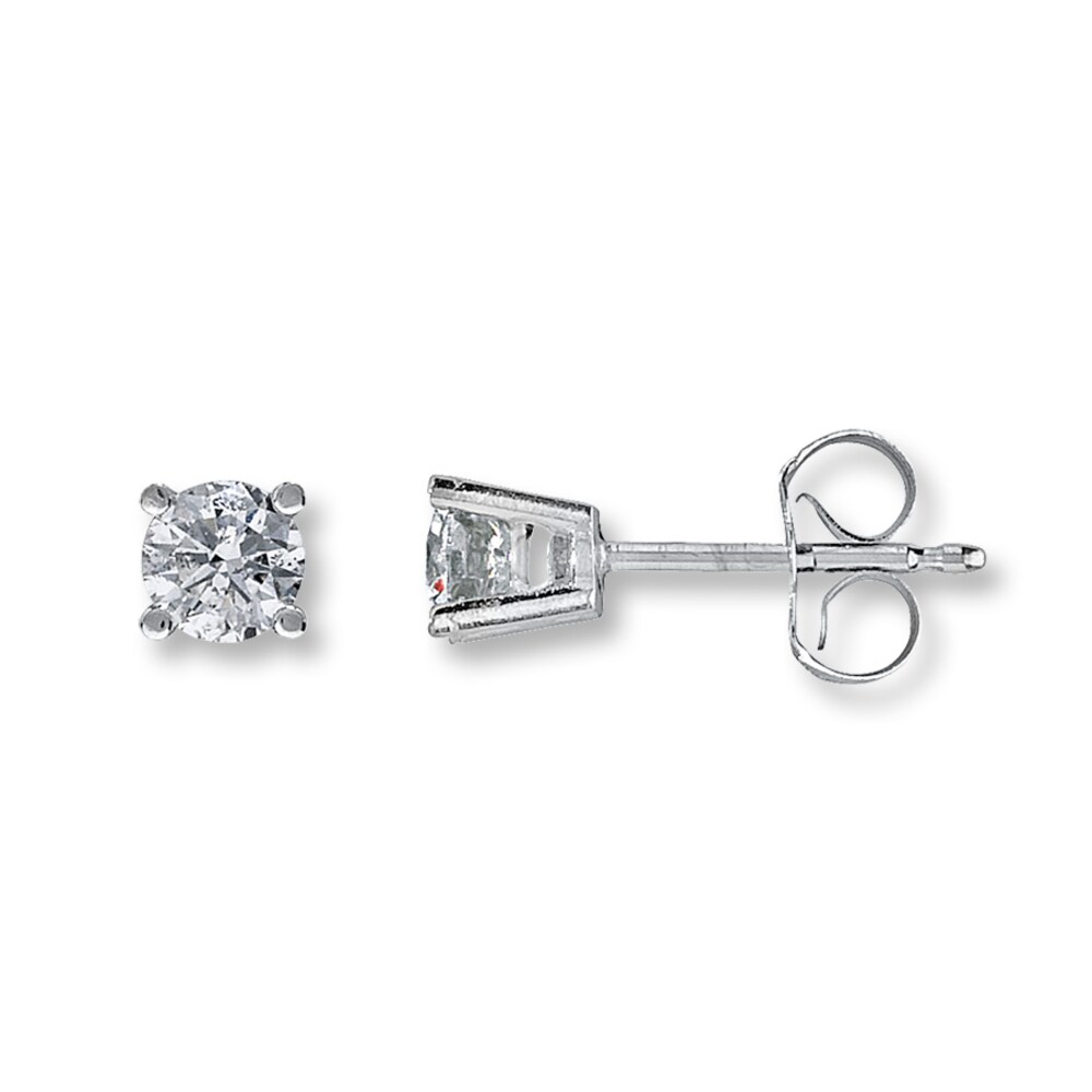 Diamond Solitaire Earrings 1/2 ct tw Round-cut 14K White Gold (I2/I) ZFtJxOkt [ZFtJxOkt]