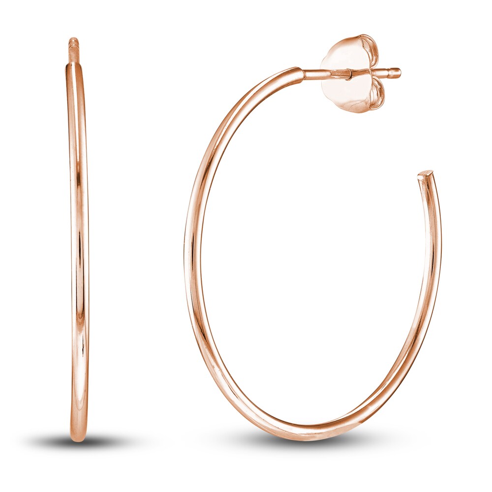 Round Wire Hoop Earrings 14K Rose Gold 25mm ZM6BXXTR