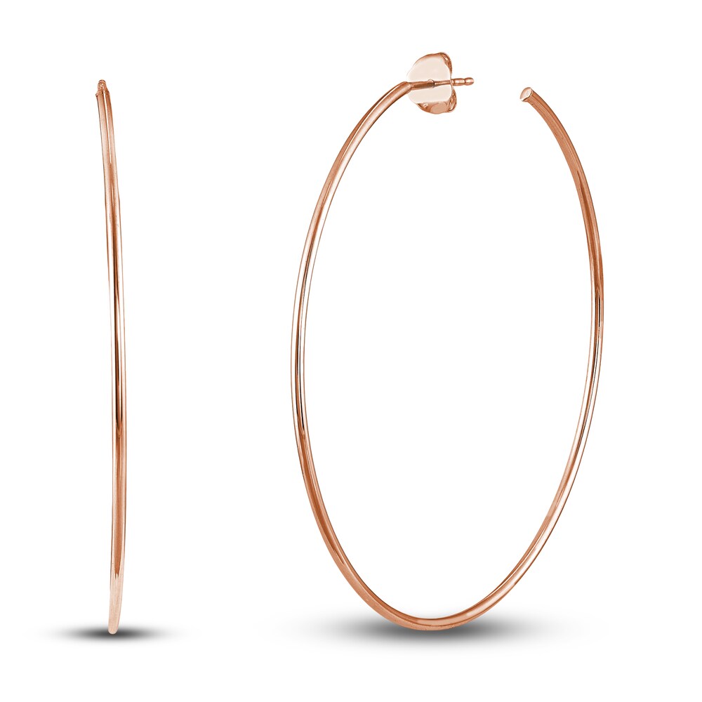 Round Wire Hoop Earrings 14K Rose Gold 50mm ZMJMCbat