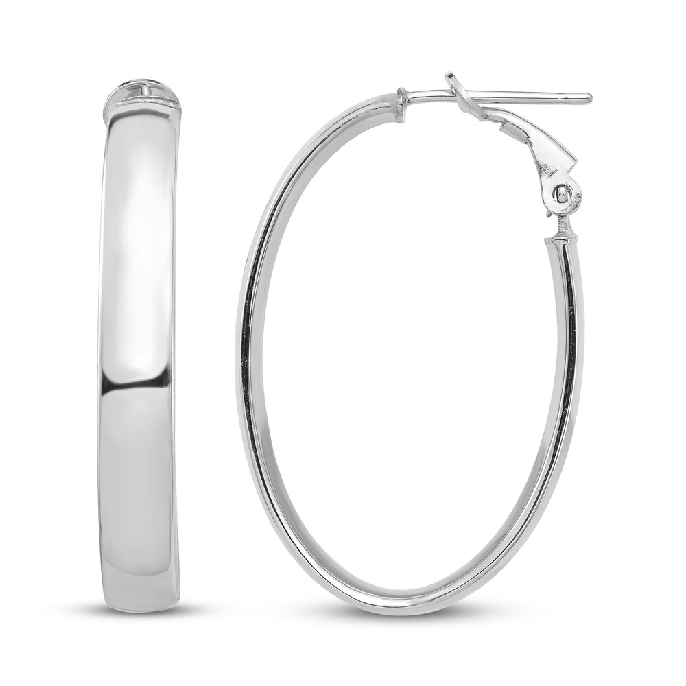 Oval Hoop Earrings 14K White Gold ZYLRn1Tz