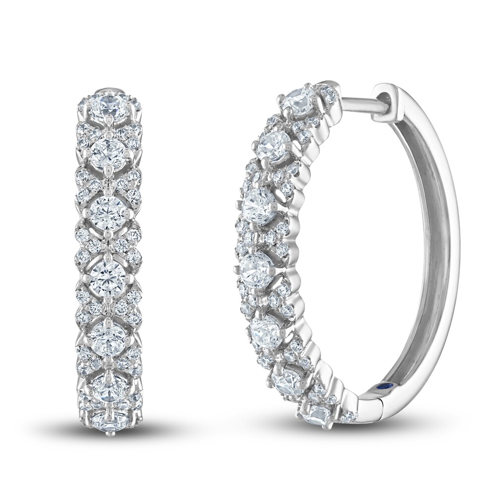 Vera Wang WISH Diamond Hoop Earrings 1 ct tw Round 10K White Gold ZZv2nMLc