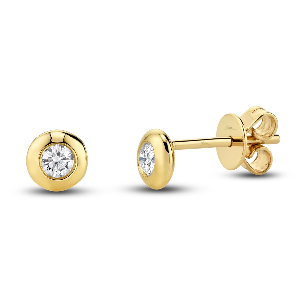 Shy Creation Diamond Bezel Earrings 1/6 ct tw Round 14K Yellow Gold (SI2/H) SC55004064 Zaf7WH3X